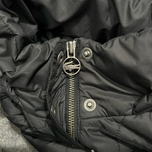 LaCoste Quilted Detachable Hood Rain Jacket Black Women - Picture 7 of 9